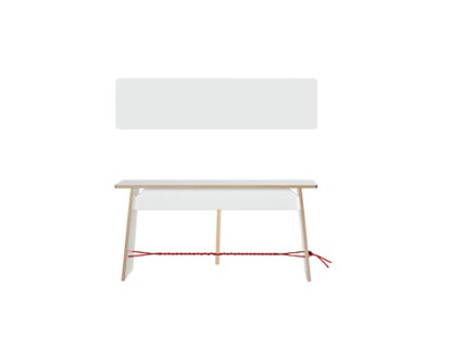 Langer Max Bank, 43 x 90 x 30 cm, FU weiß, Schwarz und rot