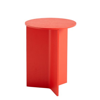 Slit Beistelltisch Holz, H 47 x Ø 35 cm, Candy red lacquered