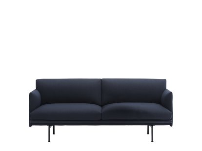 Outline Sofa, Zweisitzer, Stoff Vidar 554 - Black blue, Aluminium, schwarz