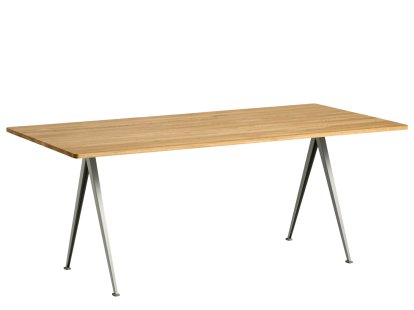 Pyramid Tisch 02, Eiche lackiert, Stahl pulverbeschichtet beige