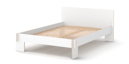 Siebenschläfer Bett, 140 x 200 cm, Mit Kopfteil, Weiß, Mit Roll-Lattenrost