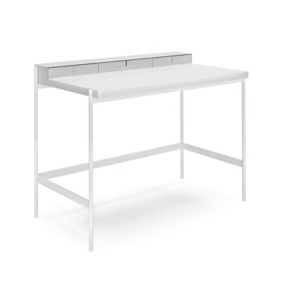 PS20 Sekretär, B 100 x T 61 cm (PS20), Laminat weiß (RAL 9003), Weiß (RAL 9003), Mit Schubkasten-Einsatz