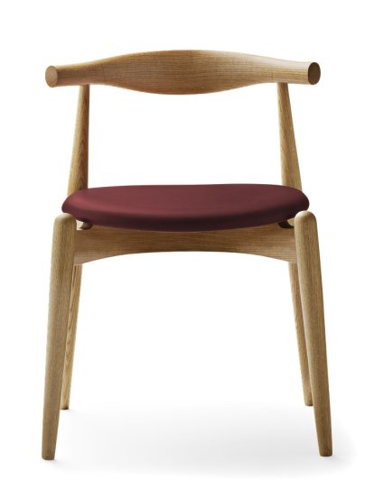 CH20 Elbow Stuhl, Eiche geölt, Leder burgund