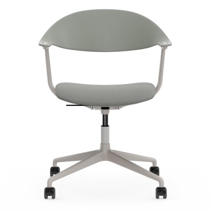 Mynt Bürodrehstuhl Viersternfuß, Grau RE, Mit Sitzpolster, Plano cremeweiß/sierragrau, Soft light, Hart für Teppichboden