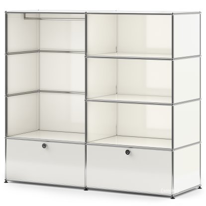USM Haller Garderobe L mit Kleiderstange, Reinweiß RAL 9010