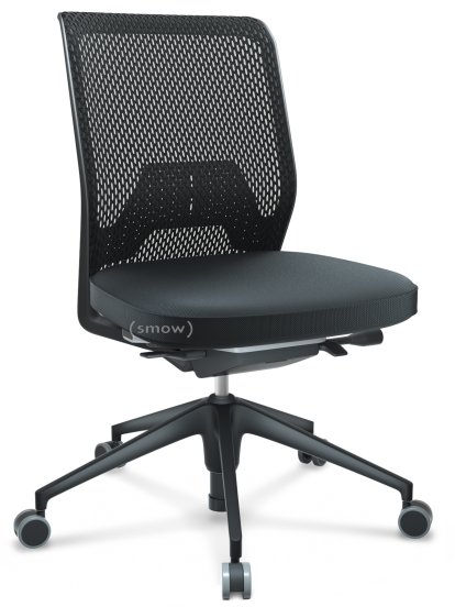 ID Mesh, FlowMotion-mit Vorwärtsneigung, mit Sitztiefenverstellung, Ohne Armlehnen, 5-Stern Untergestell, Kunststoff basic dark, Basic dark, Sitz Silk Mesh, Rücken Diamond Mesh, Nero, Weich für harte Böden