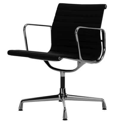 Aluminium Chair EA 107 / EA 108, EA 108 - drehbar, Verchromt, Leder (Standard), Nero
