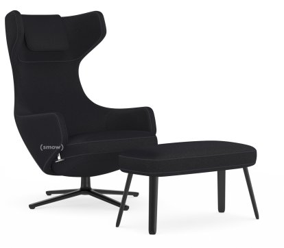 Grand Repos Loungesessel, Sessel Grand Repos & Panchina, Stoff Cosy 2 Merinoschwarz, 40 cm, Basic dark