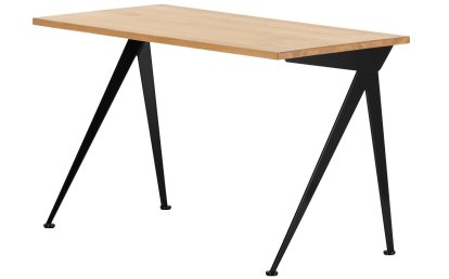 Compas Direction Schreibtisch, Eiche natur massiv, geölt, Tiefschwarz