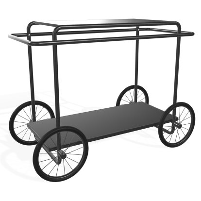 M4R Servierwagen, Schwarz lackiert / schwarz, Ohne Flaschenhalter