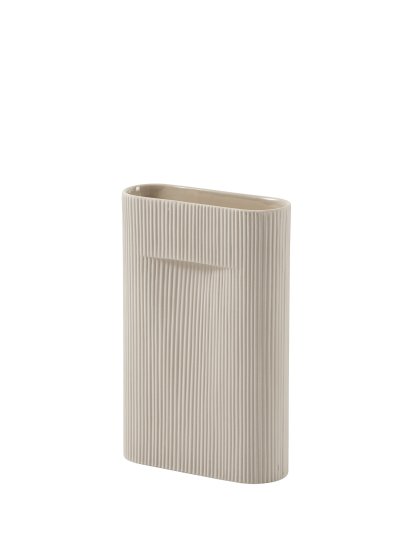 Ridge Vase, Medium (H 35 cm), Beige