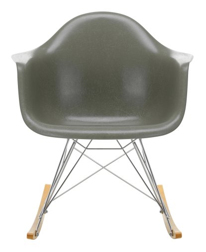 Eames Fiberglass Armchair RAR, Eames raw umber, Verchromt, Ahorn gelblich