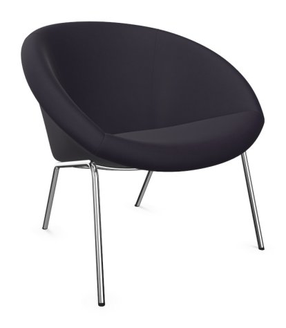 369 Sessel, Stoff Harald aubergine, hochglanz-verchromt