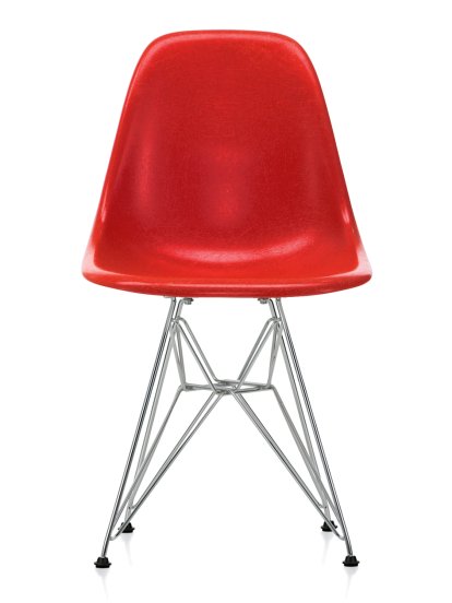 Eames Fiberglass Chair DSR, Eames classic red, Glanzchrom