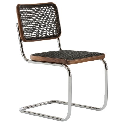 S 32 V Pure Materials Freischwinger, Nussbaum / dark melange, Verchromt, Ohne Gleiter