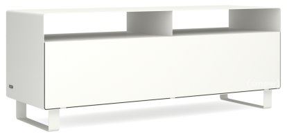 TV Lowboard R 109, Einfarbig, Reinweiß (RAL 9010), Kufen lackiert in Außenfarbe