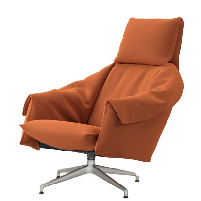 Bascule Loungesessel Highback mit Viersternfuß, Ohne Ottoman, Stoff Hola, terracotta, 43 cm, Aluminium gestrahlt
