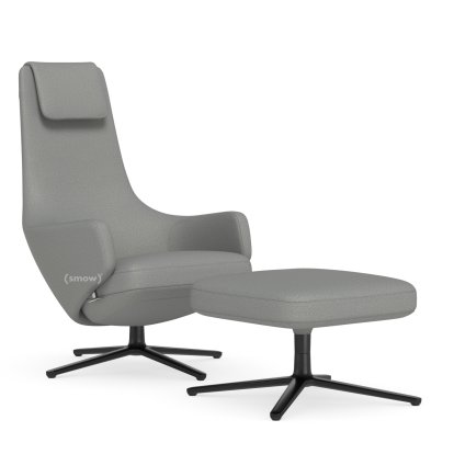 Repos Loungesessel, Sessel Repos & Ottoman, Stoff Dumet kiesel melange, 45 cm, Basic dark