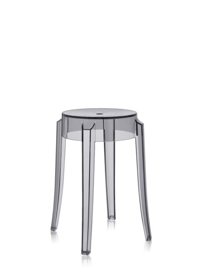 Charles Ghost Hocker, Höhe 46 x ø Sitz 26,5 x ø Basis 39 cm, Transparent, Fumé