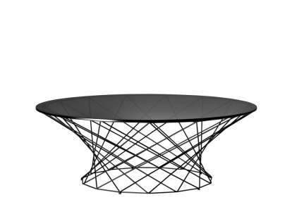 Oota Couchtisch, H 35 x ø 101 cm, Glas schwarz getönt, Matt-pulverbeschichtet schwarz