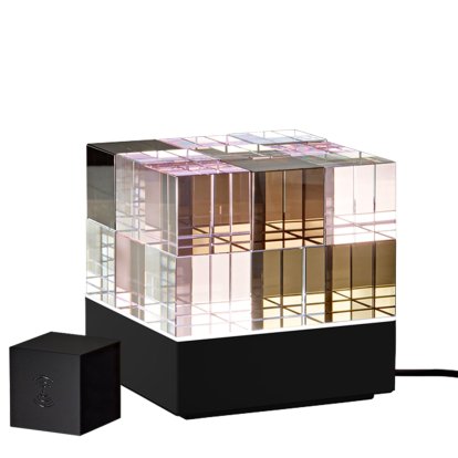 Cube Light Tischleuchte, Schwarz, lackiert, Rosa / schwarz, Mit Funksteuerung