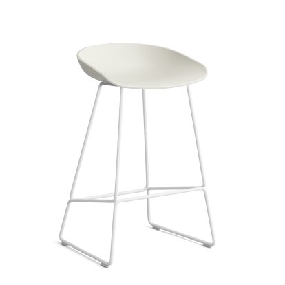 About A Stool AAS 38 Barhocker, Küchenvariante: Sitzhöhe 64 cm, Stahl pulverbeschichtet weiß, Melange cream 2.0