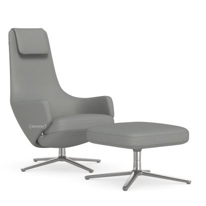 Repos Loungesessel, Sessel Repos & Ottoman, Stoff Dumet kiesel melange, 40 cm, Poliert