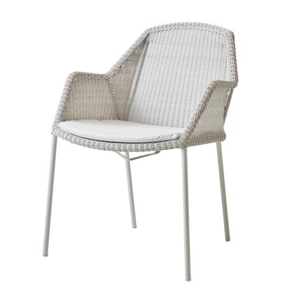Breeze Stuhl, White grey, Mit Sitzkissen, Natté - White