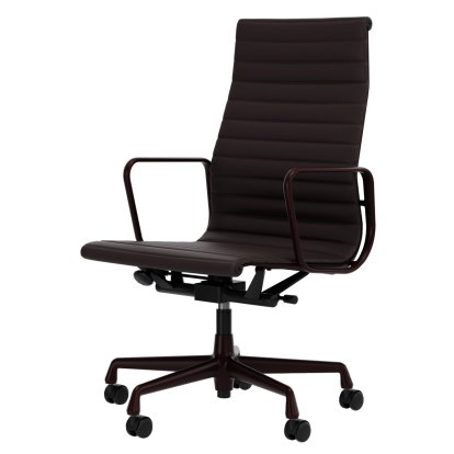Aluminium Chair EA 119, Aluminium pulverbeschichtet dunkel-bordeaux, Leder (Standard), Pflaume