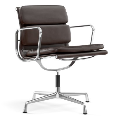 Soft Pad Chair EA 207 / EA 208, EA 208 - drehbar, Poliert, Leder Standard kastanie, Plano braun