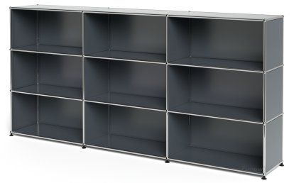 USM Haller Highboard XL, individualisierbar, Mittelgrau RAL 7005, Offen, Offen, Offen