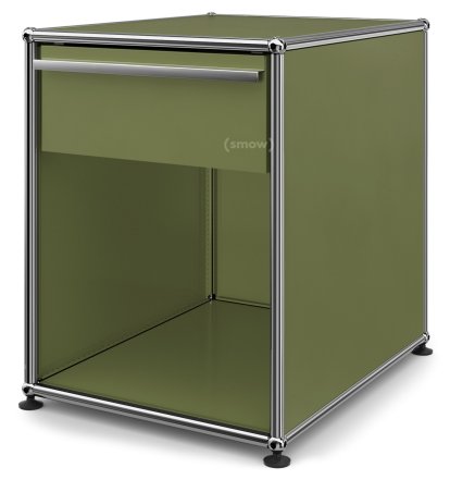 USM Haller Nachttisch mit Schublade, Olivgrün RAL 6003, Groß (H 54 x B 42,5 x T 53 cm)
