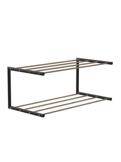 Nova Schuhablage, B 61,9 x T 30 cm, Gold poliert / schwarz matt