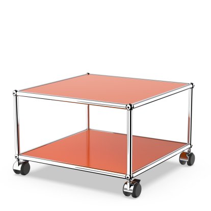 USM Haller Beistelltisch mit Rollen, Reinorange RAL 2004, Weich für harte Böden