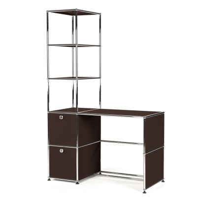 USM Haller Schreibtisch mit Regalaufsatz, USM braun