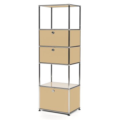 USM Haller Wohnzimmer Regal M Typ 2, USM beige, Mit 2 Klappen und 1 Auszug (inkl. Einlegerahmen)